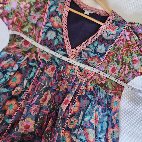 Sundance Bohemian Multicolor Floral Long Sleeve Dress - Picture 9 of 16